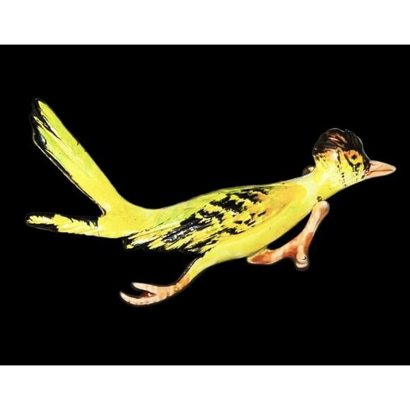 Original by Robert Vintage Brooch Yellow Roadrunner Jewelry Pin Signed - Picture 1 of 10